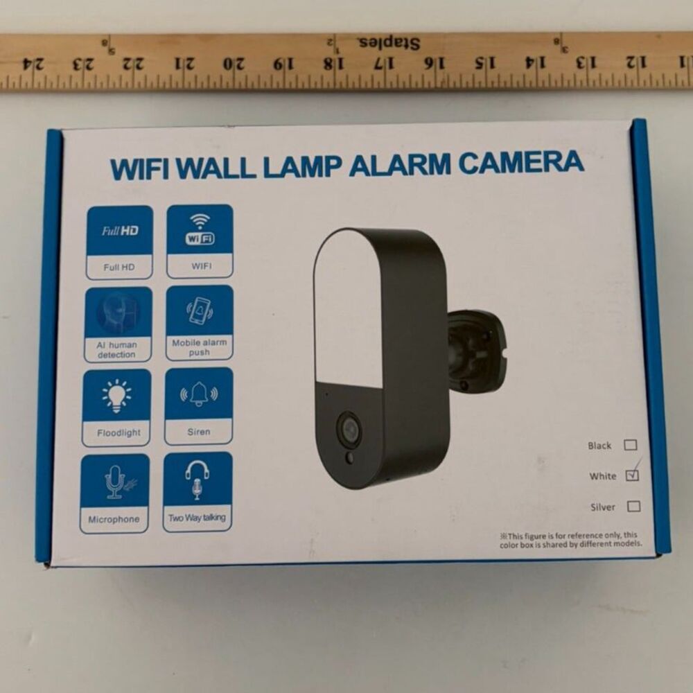 WiFi Wall Lamp Alarm Camera - white-